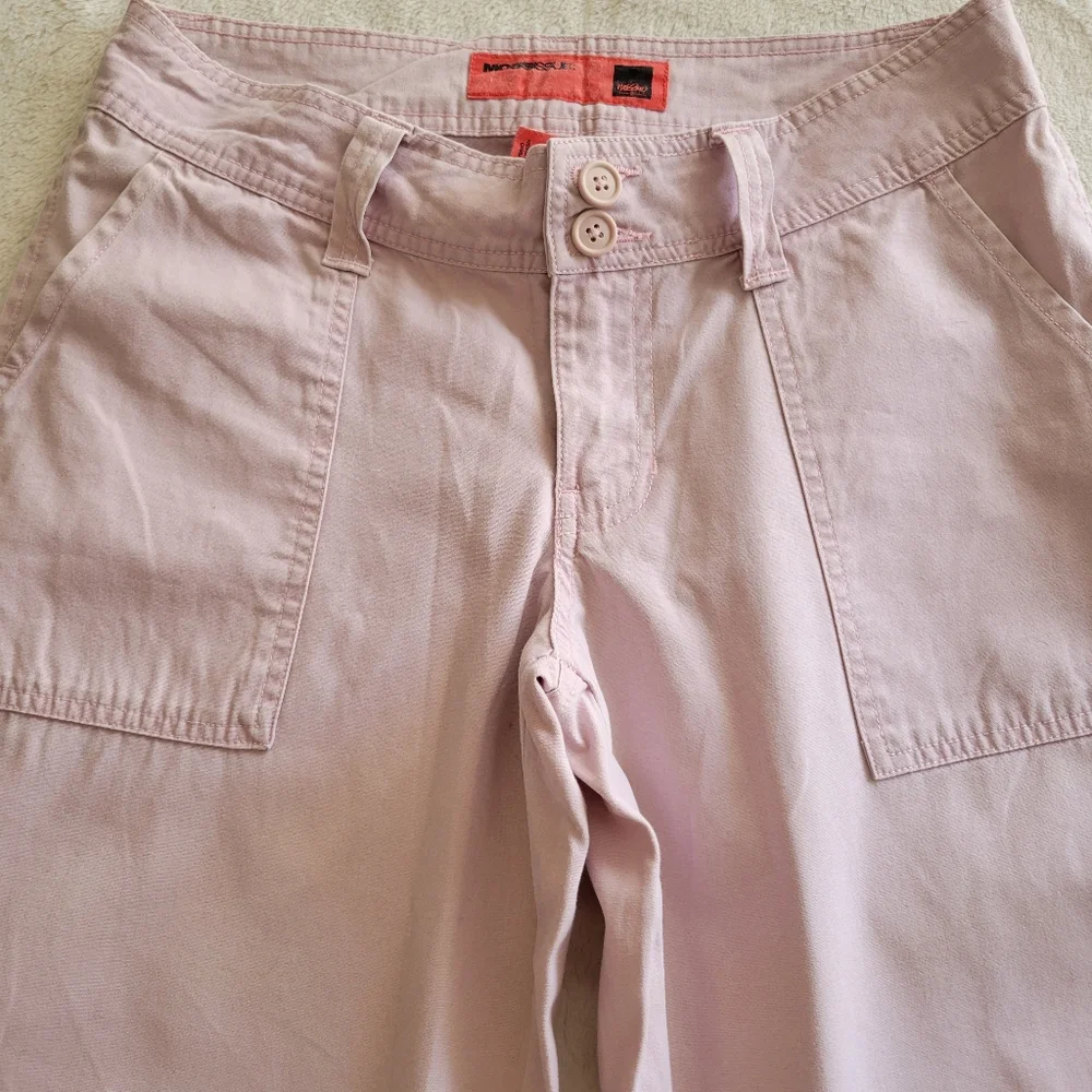 Vintage Y2K Mossimo Cropped Utility Lowrise Pants with Belt Blush Pink  *sz 9* - Picture 5 of 16
